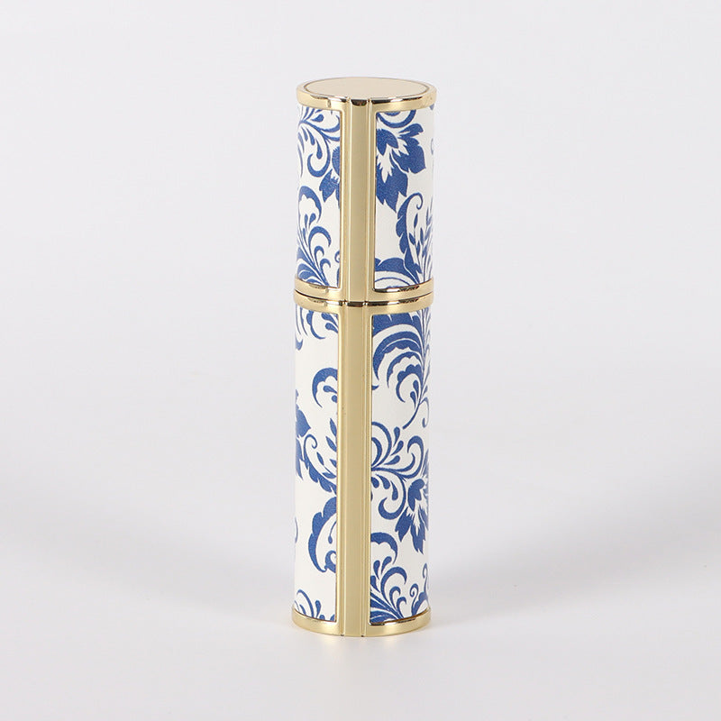 Blue And White Porcelain Vintage Perfume Sub-bottles PU Leather Glass Bottle