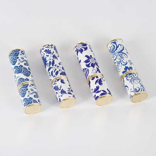 Blue And White Porcelain Vintage Perfume Sub-bottles PU Leather Glass Bottle