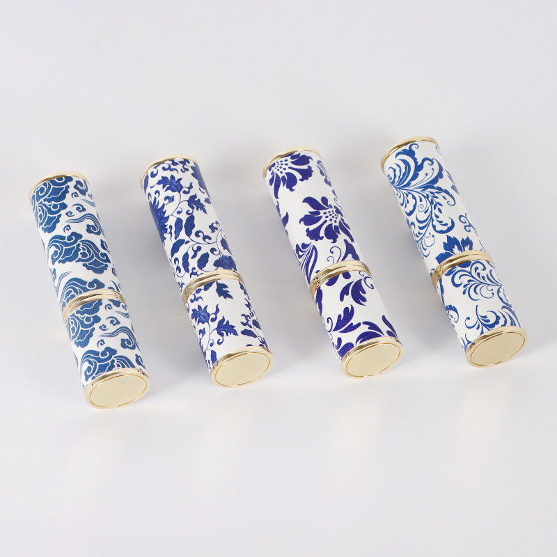 Blue And White Porcelain Vintage Perfume Sub-bottles PU Leather Glass Bottle