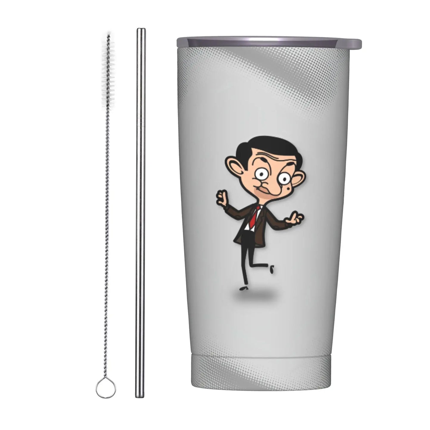 Tamluz Mr. Beans Stainless Steel Tumbler with Straw – Large Thermal Mug for Hot & Cold Drinks