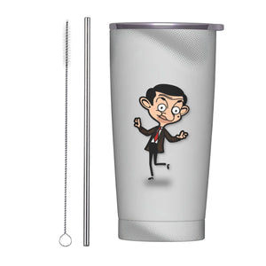 Tamluz Mr. Beans Stainless Steel Tumbler with Straw – Large Thermal Mug for Hot & Cold Drinks