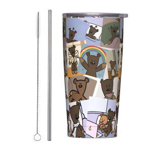 Tamluz Mr. Beans Stainless Steel Tumbler with Straw – Large Thermal Mug for Hot & Cold Drinks