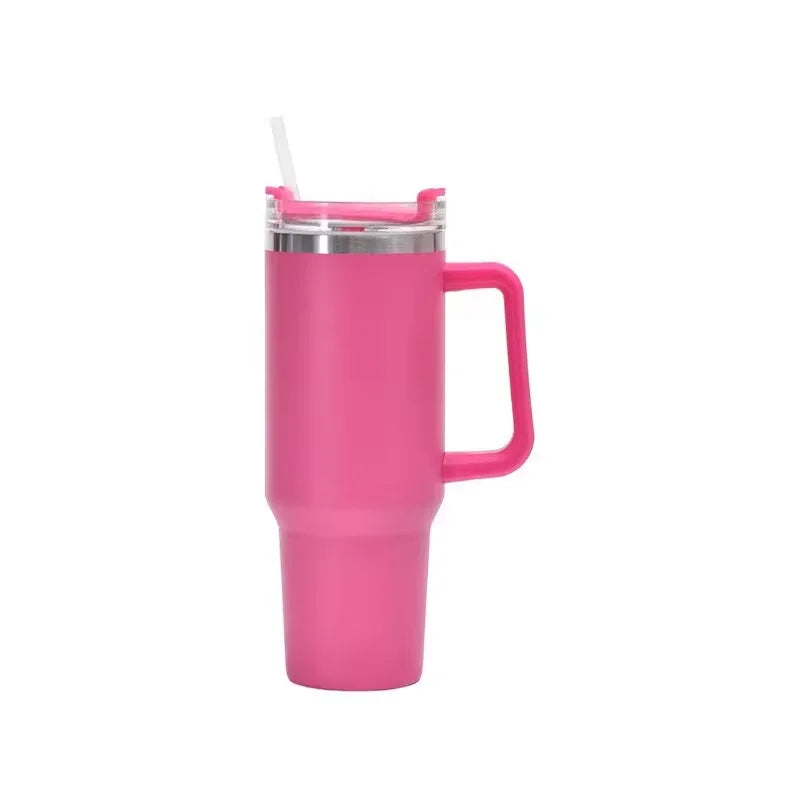 Tamluz 40oz 304 Stainless Steel Insulated Water Bottle, Thermal Coffee Car Cup, Vacuum Flask with Handle & Straw for Sports