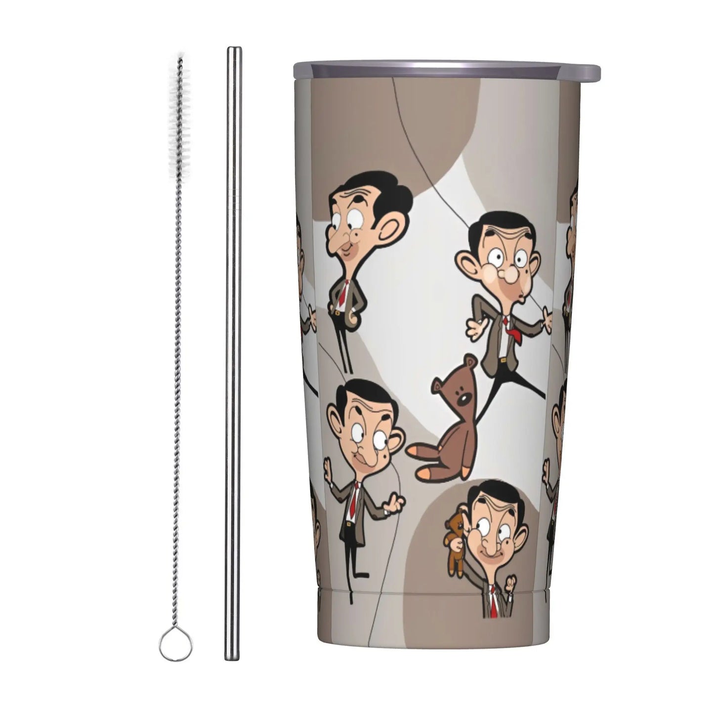 Tamluz Mr. Beans Stainless Steel Tumbler with Straw – Large Thermal Mug for Hot & Cold Drinks