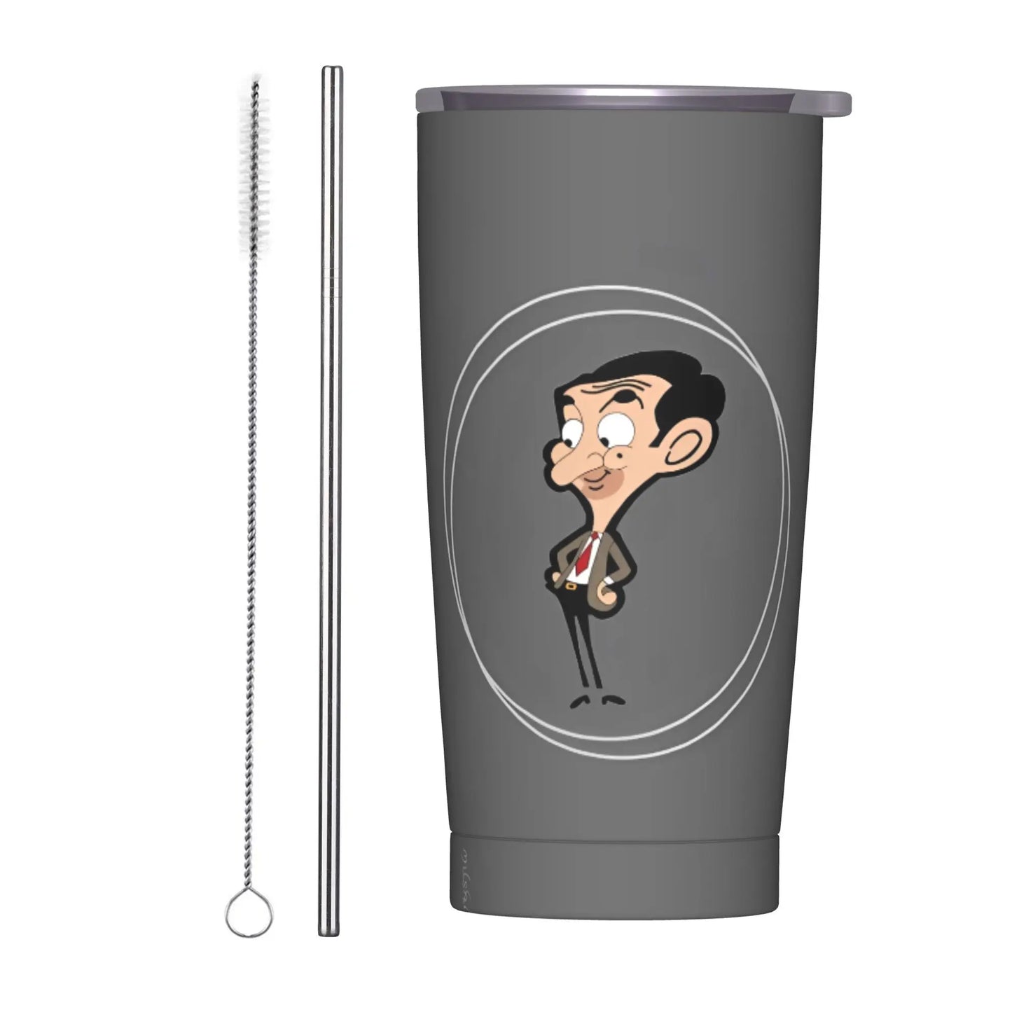 Tamluz Mr. Beans Stainless Steel Tumbler with Straw – Large Thermal Mug for Hot & Cold Drinks