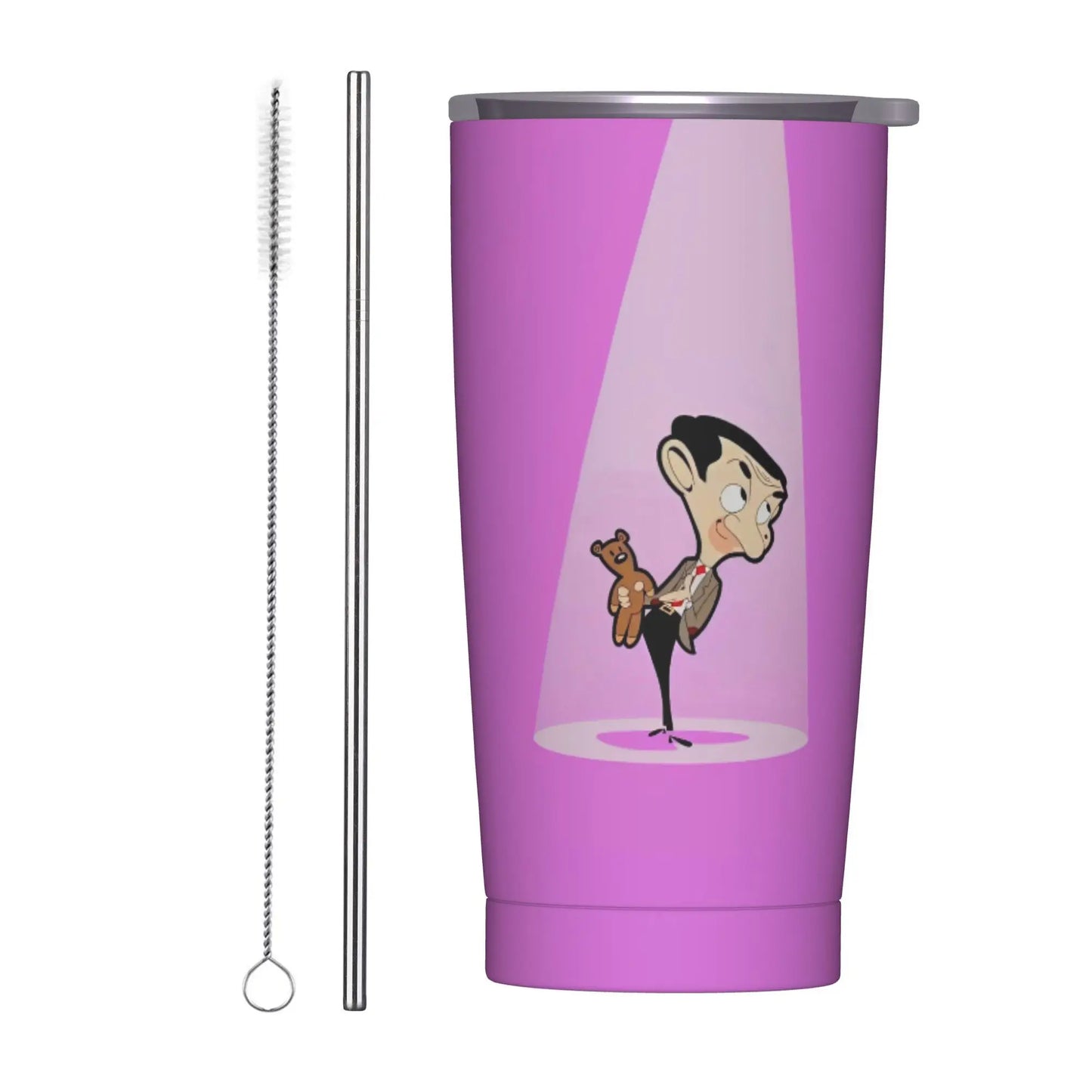 Tamluz Mr. Beans Stainless Steel Tumbler with Straw – Large Thermal Mug for Hot & Cold Drinks