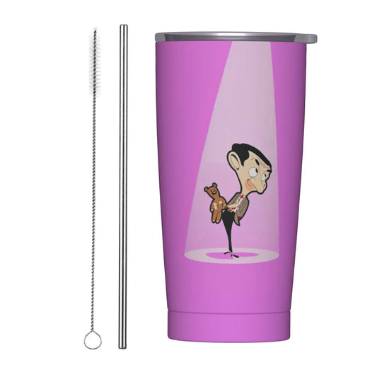 Tamluz Mr. Beans Stainless Steel Tumbler with Straw – Large Thermal Mug for Hot & Cold Drinks