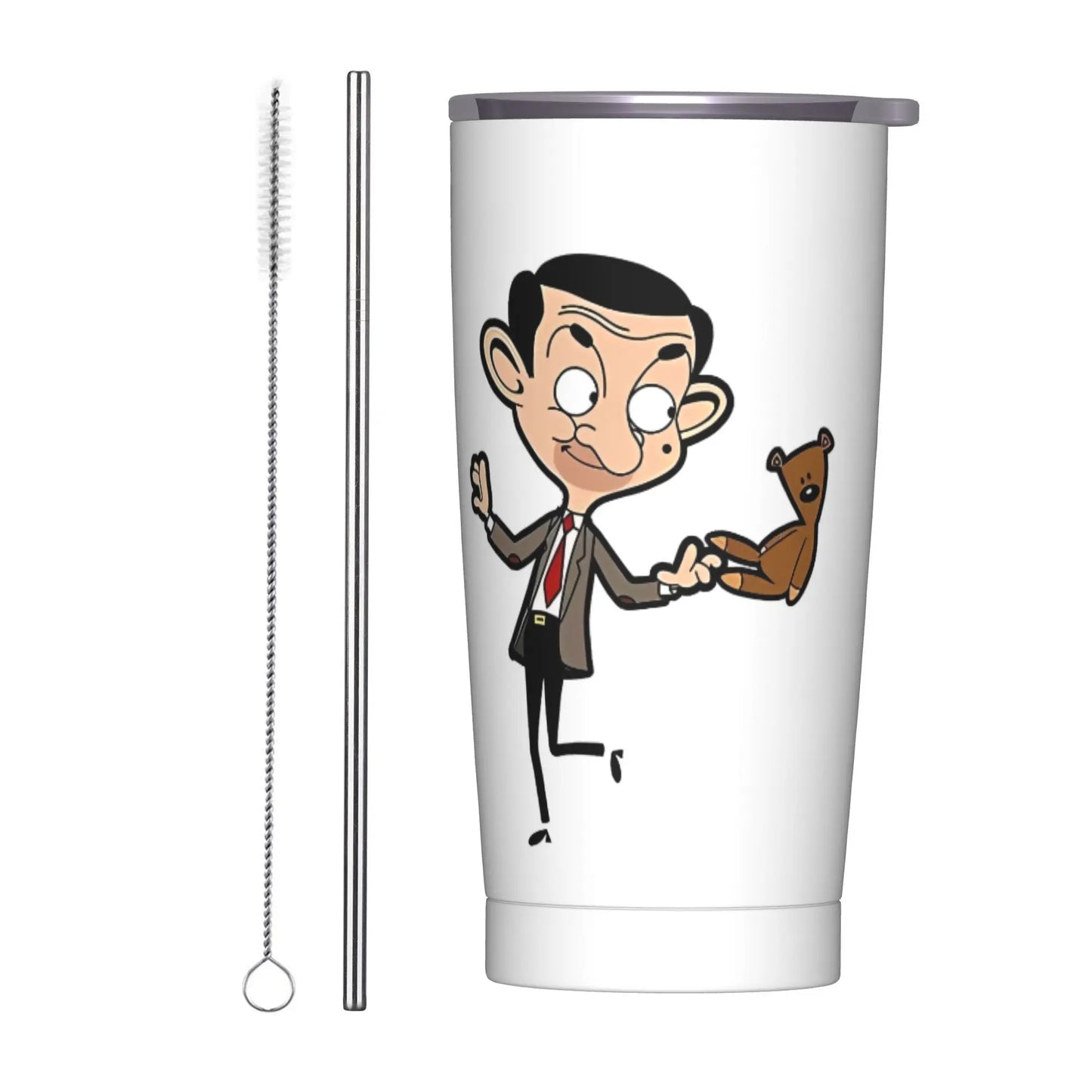 Tamluz Mr. Beans Stainless Steel Tumbler with Straw – Large Thermal Mug for Hot & Cold Drinks
