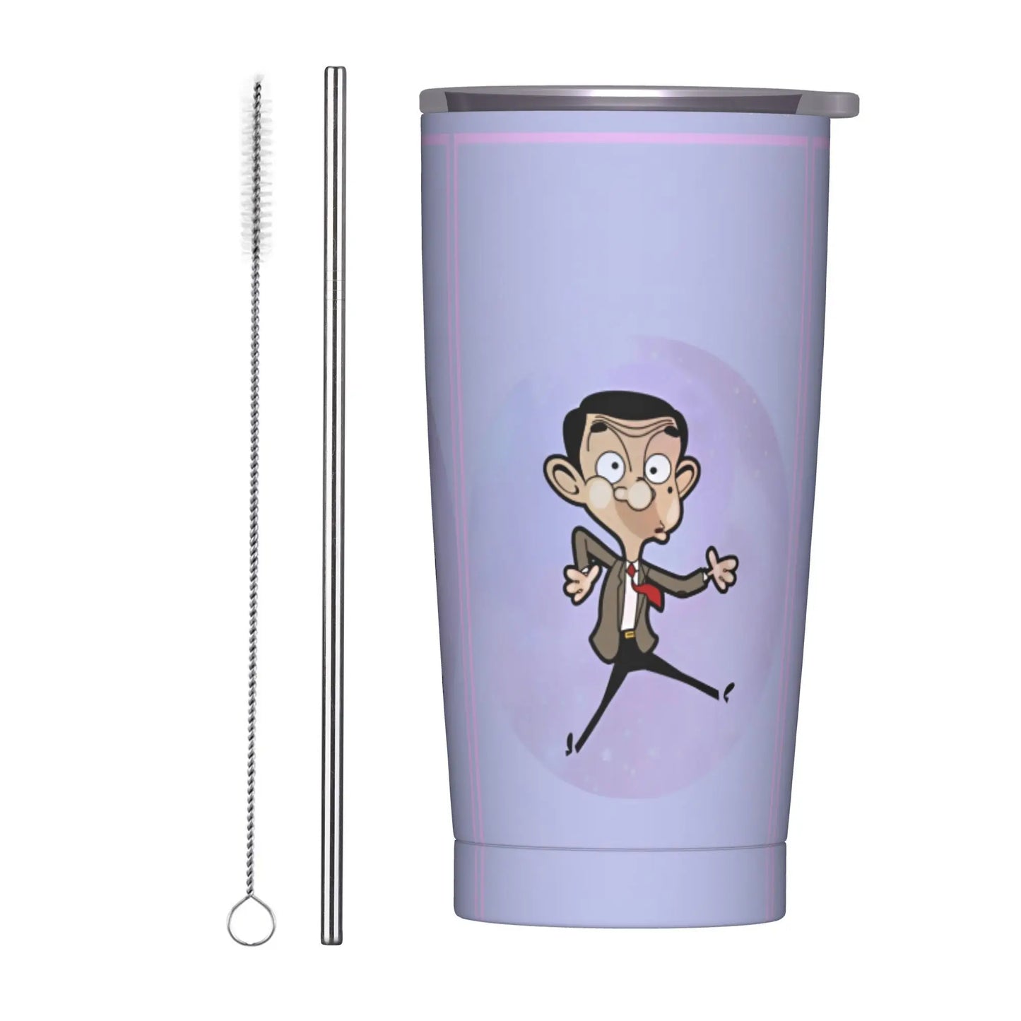 Tamluz Mr. Beans Stainless Steel Tumbler with Straw – Large Thermal Mug for Hot & Cold Drinks