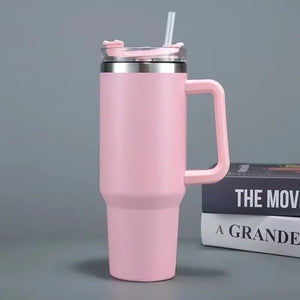 Tamluz 40oz 304 Stainless Steel Insulated Water Bottle, Thermal Coffee Car Cup, Vacuum Flask with Handle & Straw for Sports