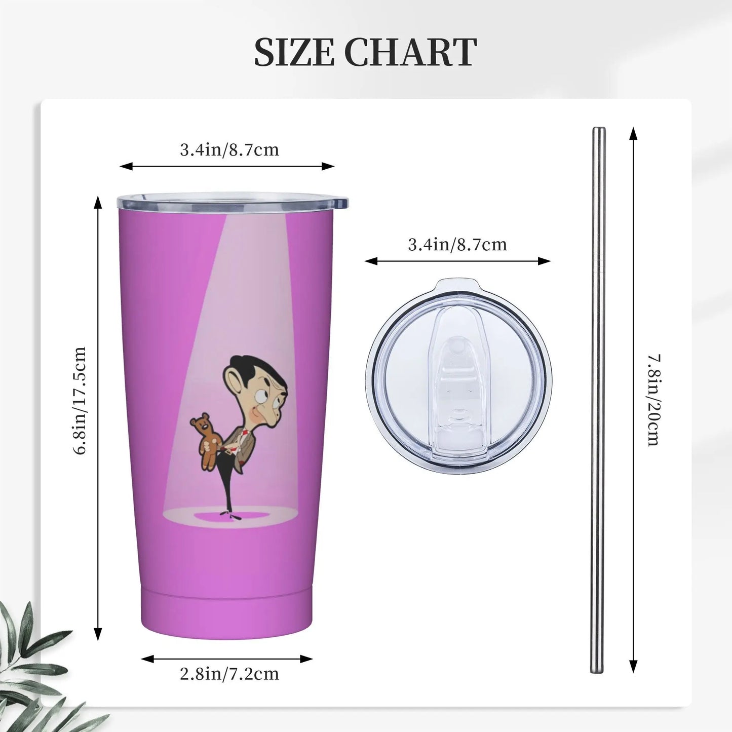 Tamluz Mr. Beans Stainless Steel Tumbler with Straw – Large Thermal Mug for Hot & Cold Drinks