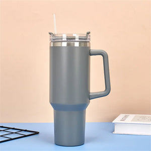 Tamluz 40oz 304 Stainless Steel Insulated Water Bottle, Thermal Coffee Car Cup, Vacuum Flask with Handle & Straw for Sports