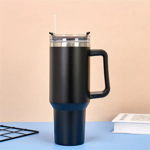 Tamluz 40oz 304 Stainless Steel Insulated Water Bottle, Thermal Coffee Car Cup, Vacuum Flask with Handle & Straw for Sports