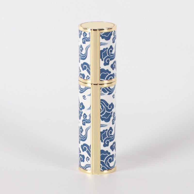 Blue And White Porcelain Vintage Perfume Sub-bottles PU Leather Glass Bottle