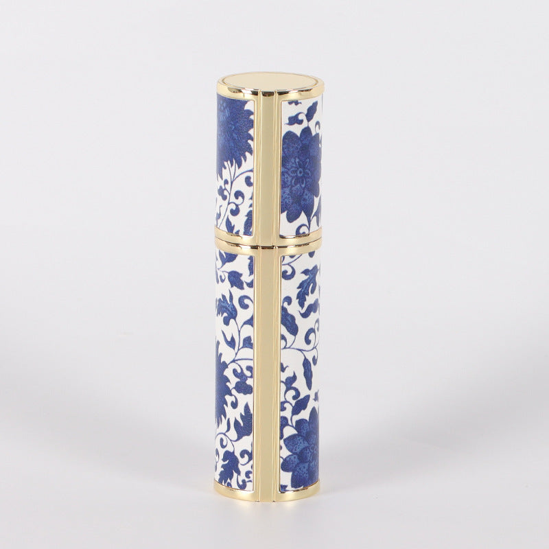 Blue And White Porcelain Vintage Perfume Sub-bottles PU Leather Glass Bottle